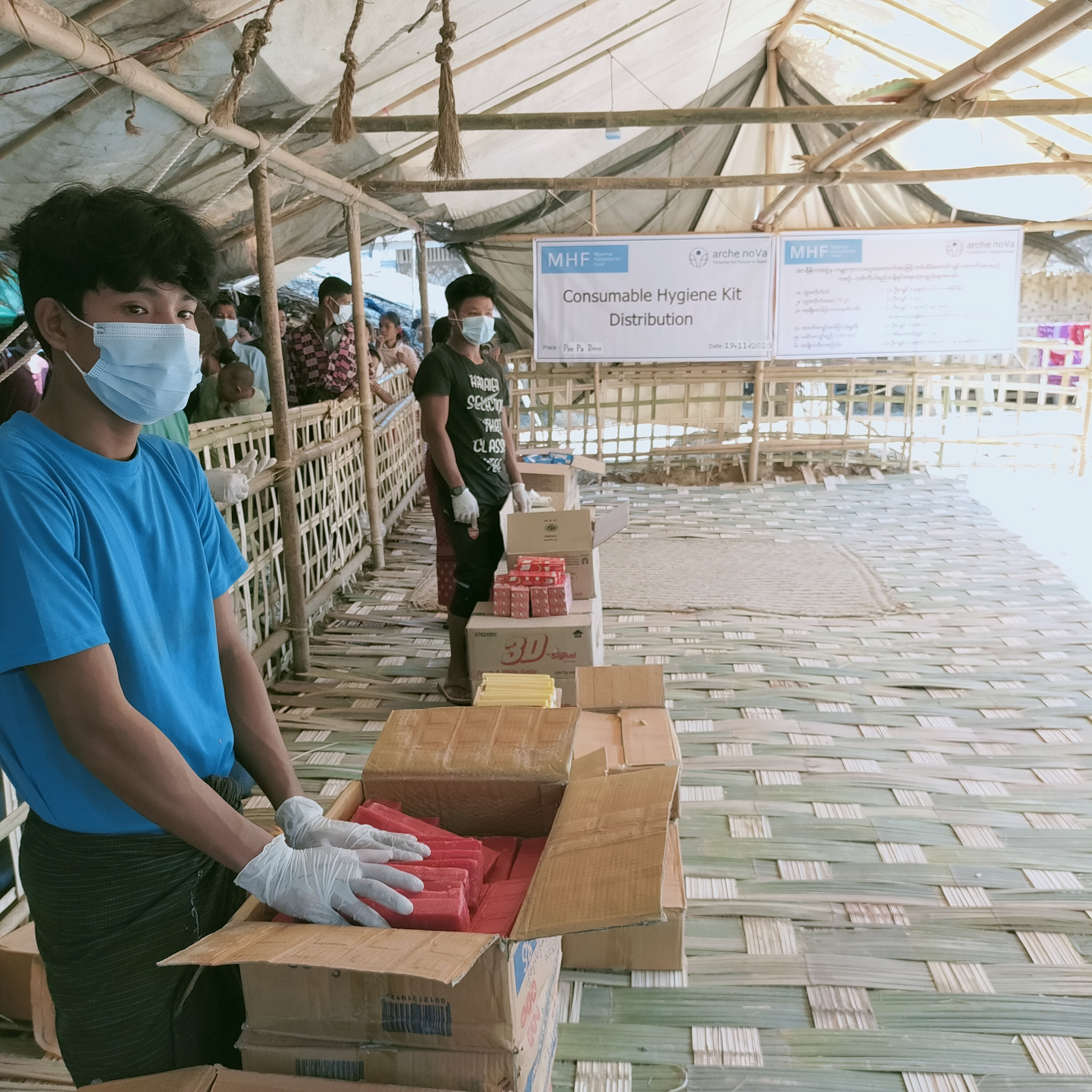 Soap and other hygiene products are distributed to the rural population of Myanmar.