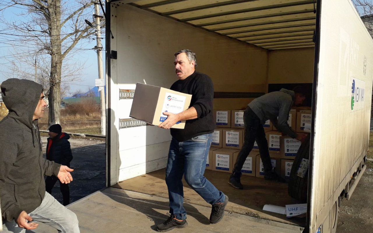 Verteilung von Lebensmittelpaketen in der Oblast Dnipopetrovska durch unsere lokale Partnerorganisation New Way