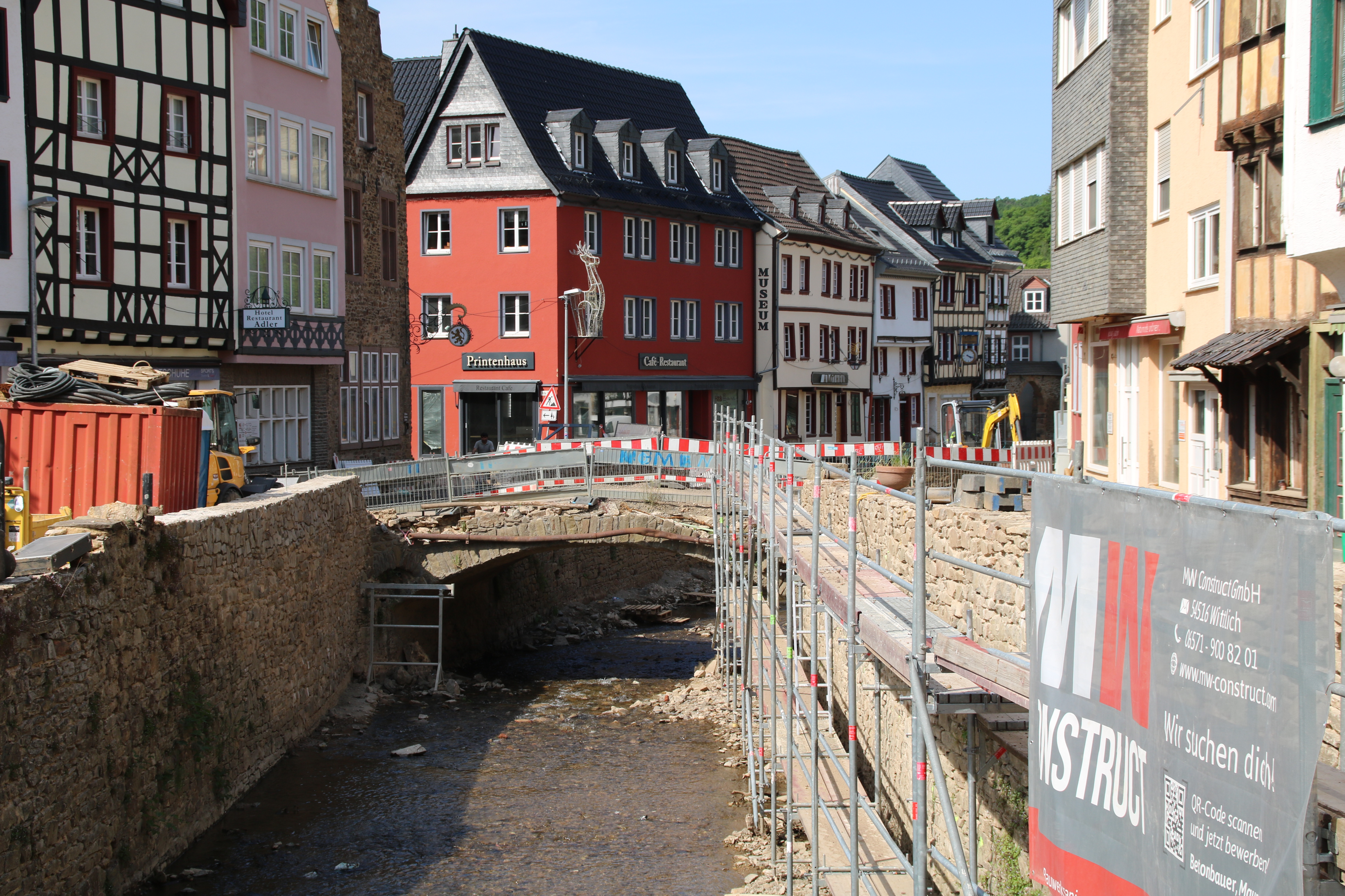 Die Innenstadt von Bad Münstereifel ein Jahr nach dem Hochwasser